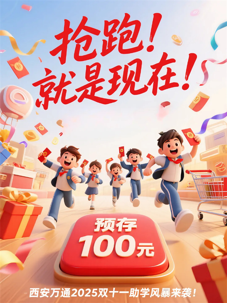 搶跑！就是現(xiàn)在！西安萬通2025雙十一助學(xué)風(fēng)暴來襲！預(yù)繳100元狂攬六重豪禮，名企定向班助你鎖定高“新”未來！